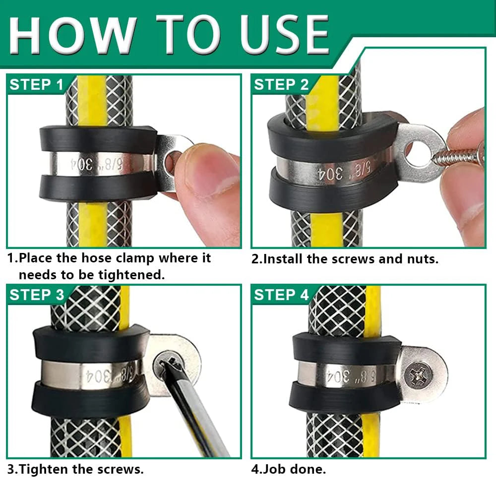 110PCS Stainless Steel Cable Clamps Kit