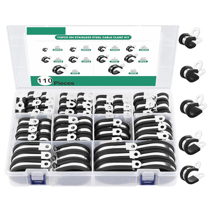 110PCS Stainless Steel Cable Clamps Kit